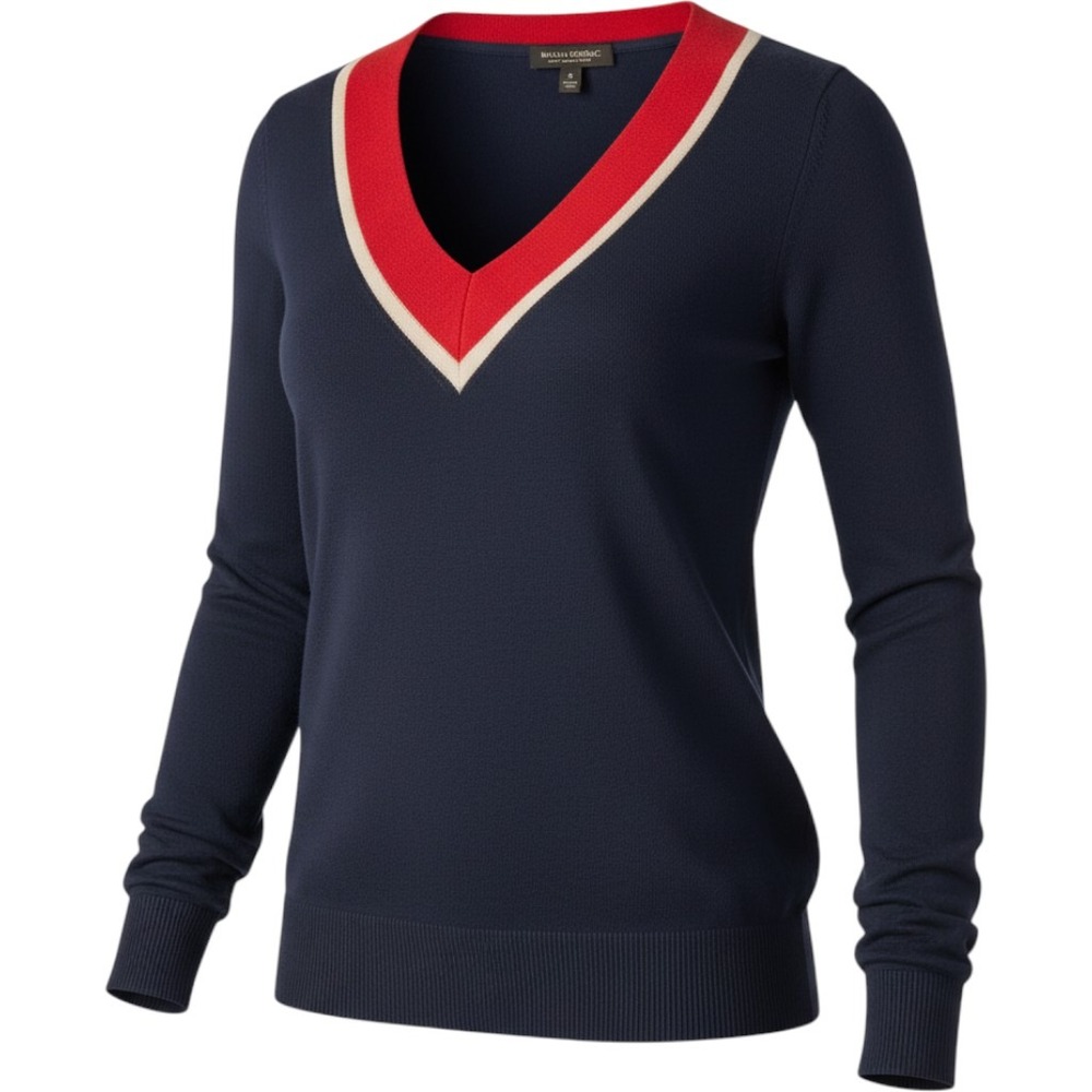 Banana Republic Womens Navy 100% Merino Wool Varsity Sweater M preppy old money